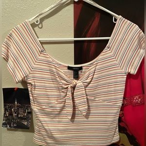 F21 stripped crop top